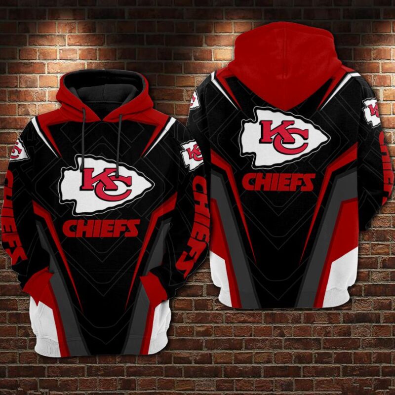 Kansas City Chiefs Logo Red Black Hoodie Adult Sizes S - 5xl Pp275 - ChiefsFam