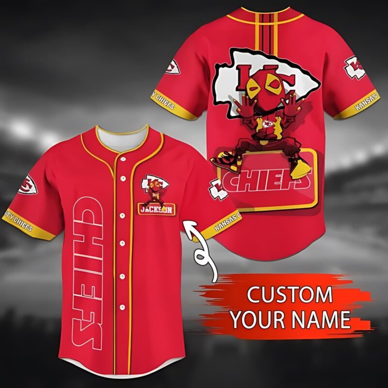 Kansas City Chiefs Mascot Red Personalized Baseball Jersey - ChiefsFam