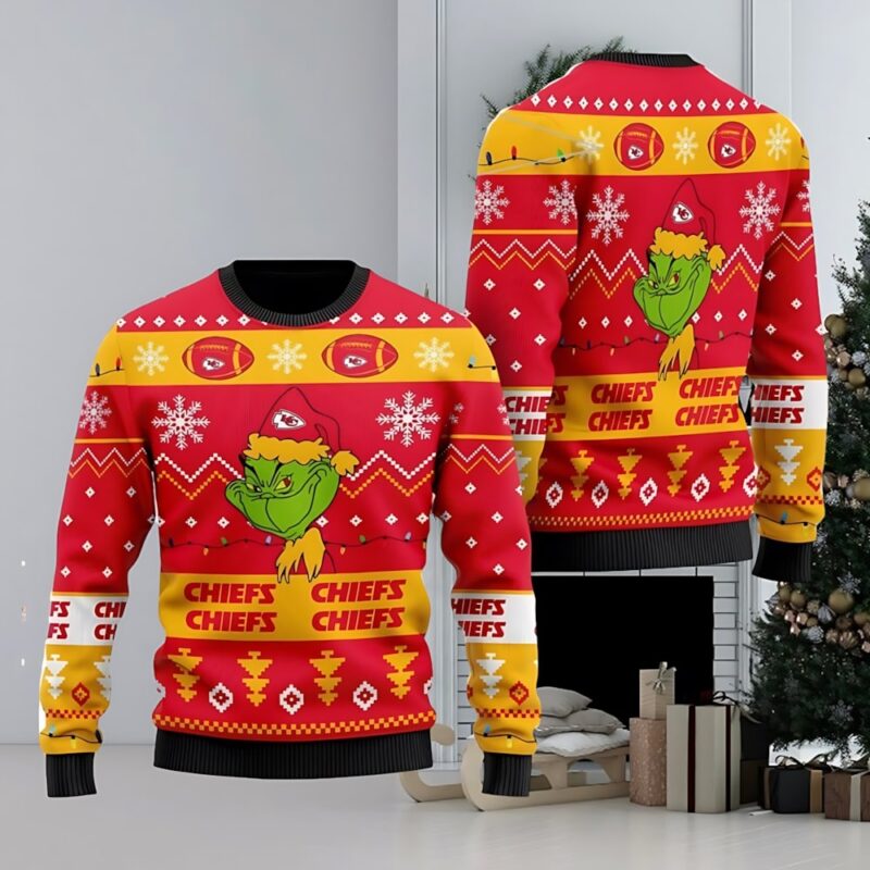 Kansas City Chiefs Merry Grinchmas Ugly Christmas Sweater - ChiefsFam
