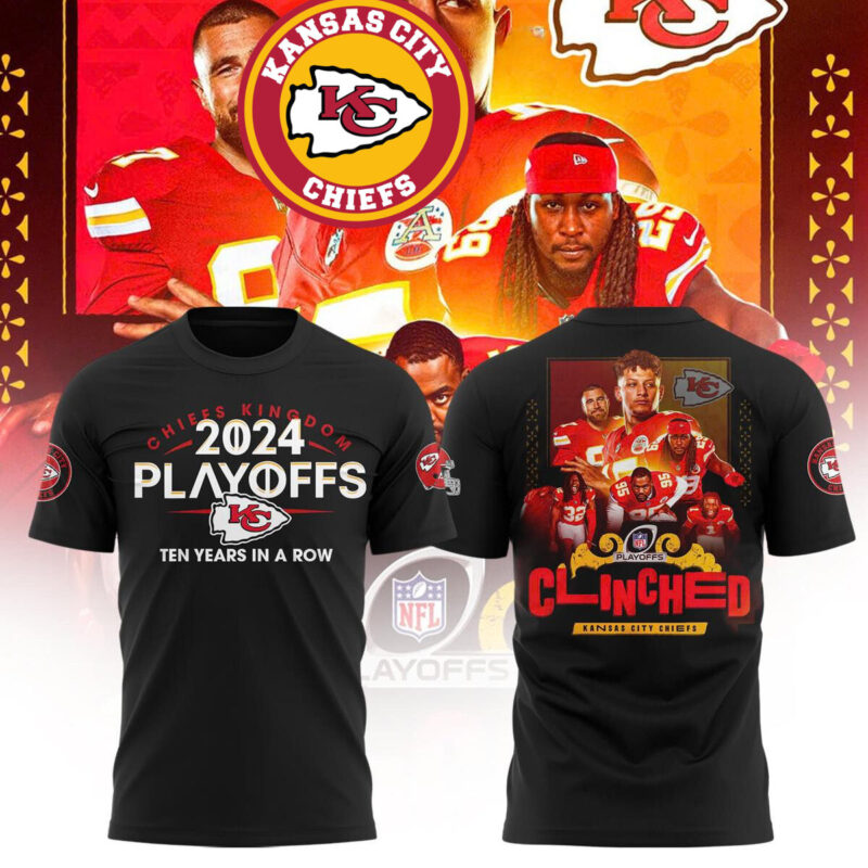 Kansas City Chiefs NFC Playoffs AFC West Clinched 2024 Ten Years Shirt - ChiefsFam