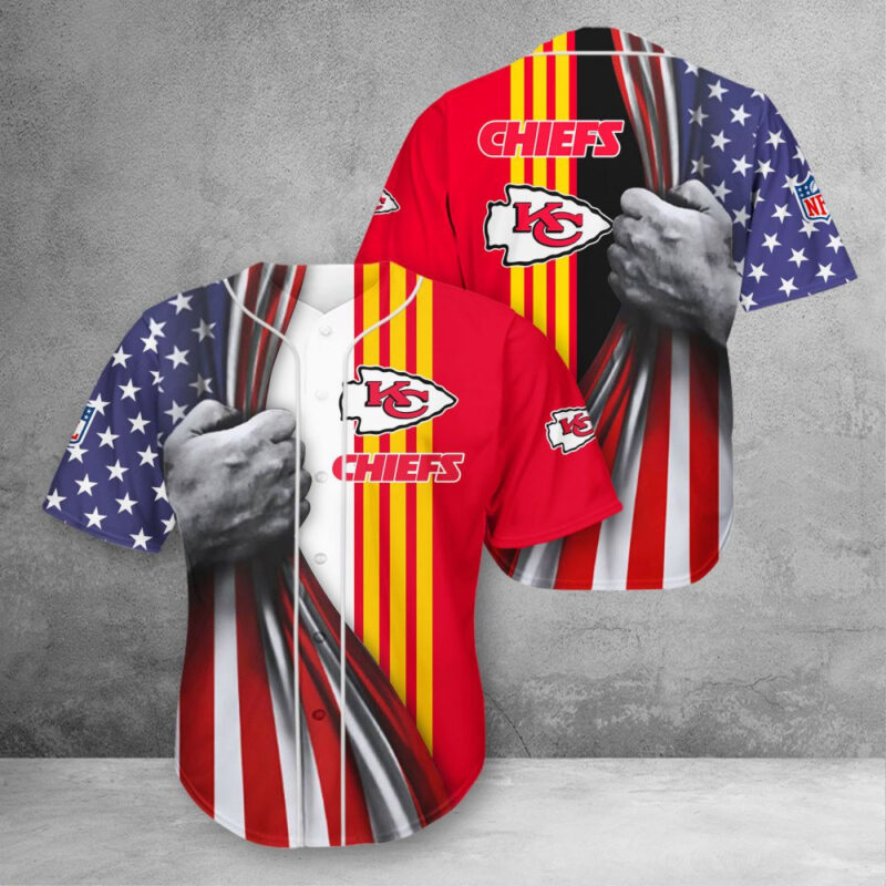 Kansas City Chiefs Patriotic Grip 3D Baseball Jersey - ChiefsFam