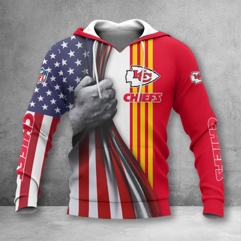 Kansas City Chiefs Patriotic Grip 3D Hoodie - ChiefsFam