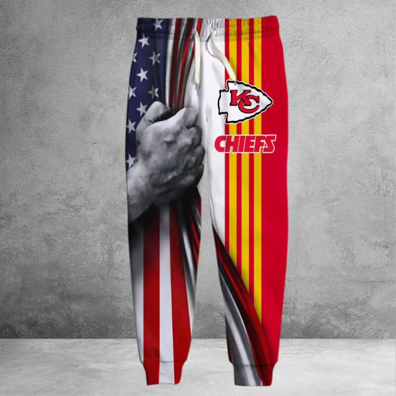 Kansas City Chiefs Patriotic Grip 3D Sweatpants - ChiefsFam