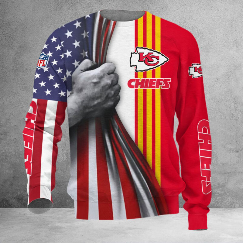 Kansas City Chiefs Patriotic Grip 3D Sweatshirt - ChiefsFam