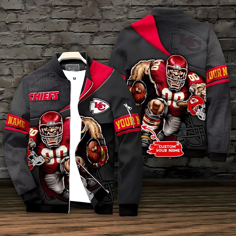 Kansas City Chiefs Personalized Warrior Fan Bomber Jacket - ChiefsFam