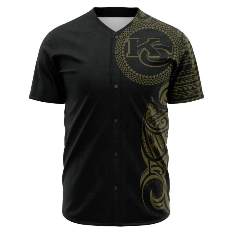 Kansas City Chiefs Polynesian Black Baseball Jersey - ChiefsFam