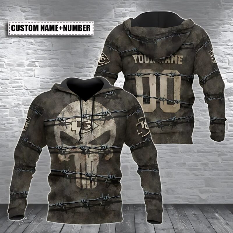 Kansas City Chiefs Punisher Custom Hoodie - ChiefsFam
