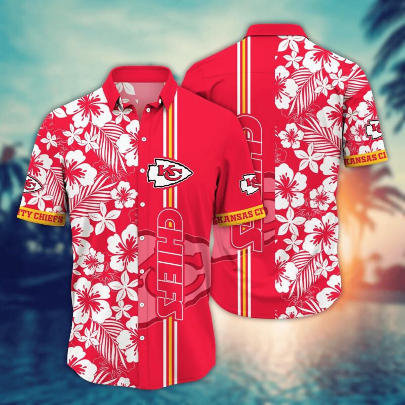 Kansas City Chiefs Red Hibiscus White Flowers Hawaiian Shirt - ChiefsFam