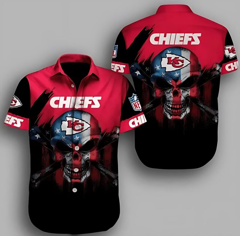 Kansas City Chiefs Red Skull Hawaiian Shirt - ChiefsFam