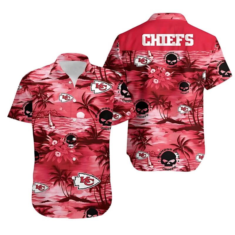 Kansas City Chiefs Red Tropical Sunset Hawaiian Shirt - ChiefsFam