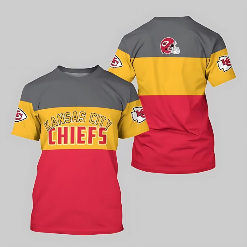 Kansas City Chiefs Retro Stripes 3D T-shirt - ChiefsFam