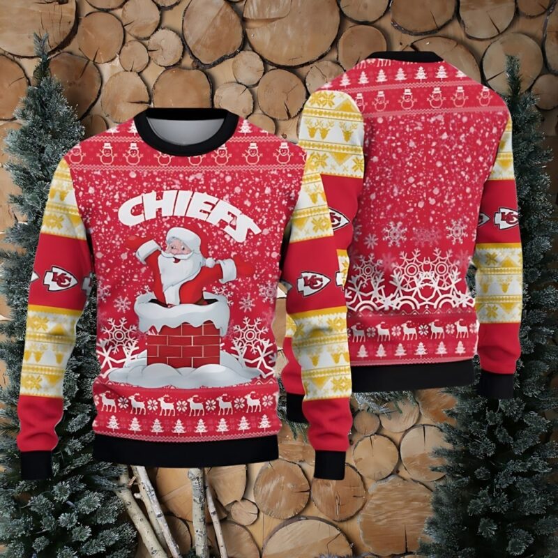 Kansas City Chiefs Santa Claus Pattern Ugly Christmas Sweater - ChiefsFam