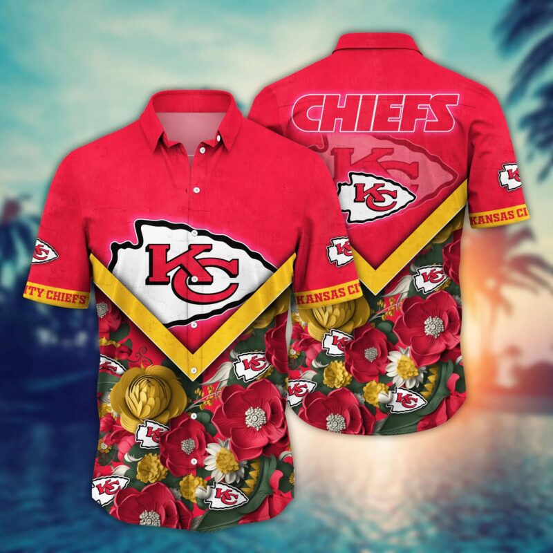 Kansas City Chiefs Scarlet Bloom Hawaiian Shirt - ChiefsFam