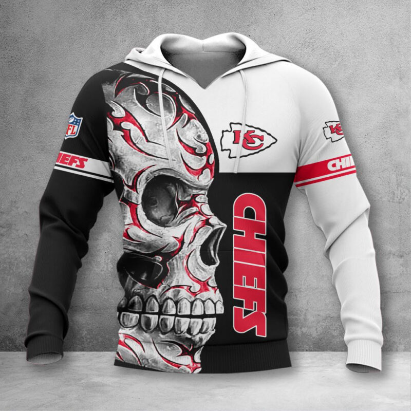 Kansas City Chiefs Skull Flame 3D Hoodie - ChiefsFam