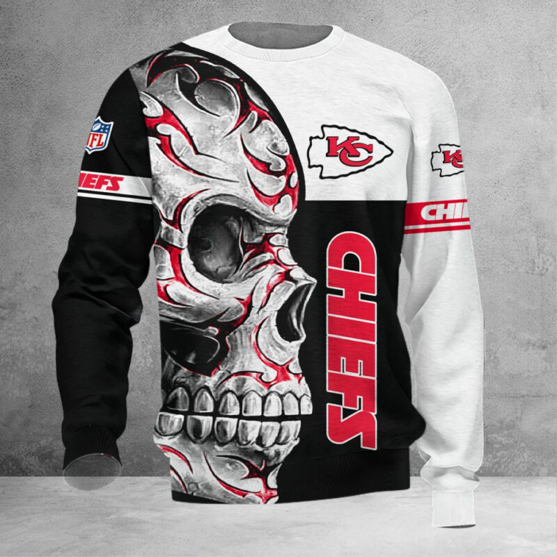 Kansas City Chiefs Skull Flame 3D Sweatshirt - ChiefsFam