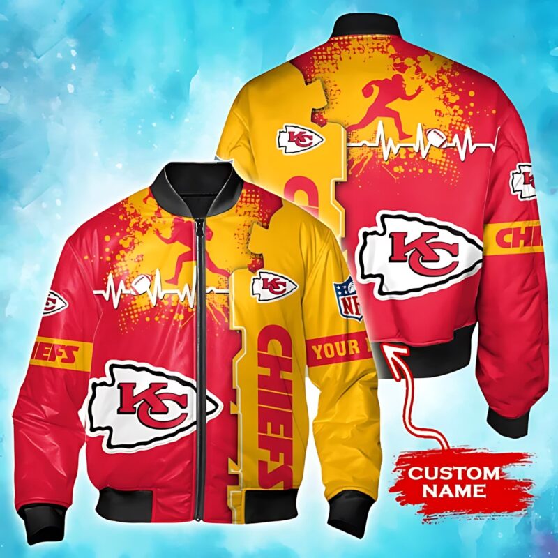Kansas City Chiefs Skull Red and Black Personalized Bomber Jacket - ChiefsFam