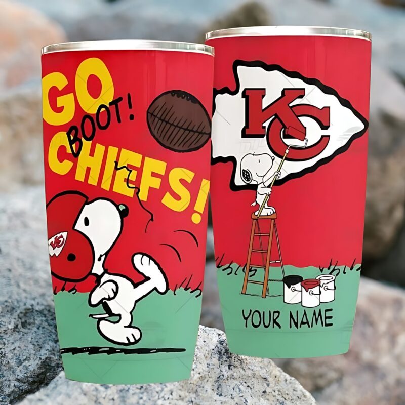 Kansas City Chiefs Snoopy Go Boot Personalized Tumbler - ChiefsFam
