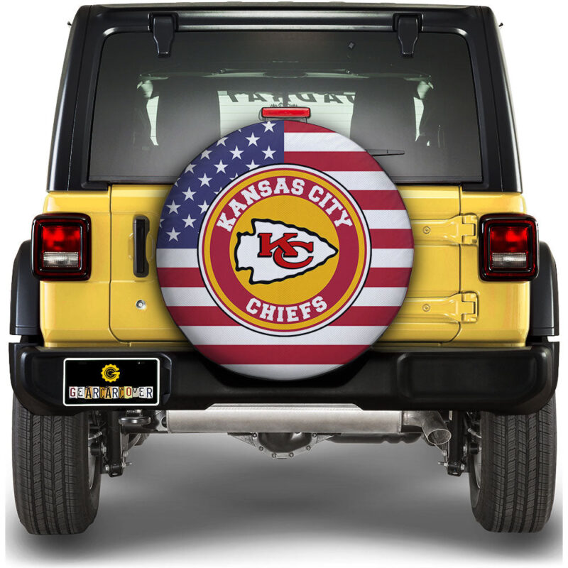 Kansas City Chiefs Spare Tire Covers Custom US Flag Style