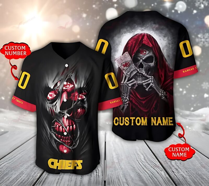 Kansas City Chiefs Spectral Guardian Custom Baseball Jersey - ChiefsFam