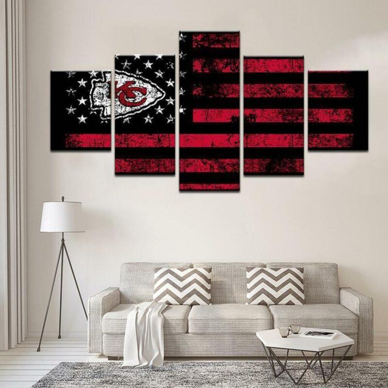 Kansas City Chiefs Sports Flag 5 Piece Canvas Art Wall Decor