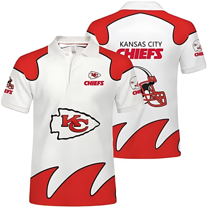 Kansas City Chiefs Striped Helmet Polo Shirt - ChiefsFam