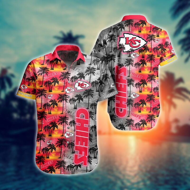 Kansas City Chiefs Sunset Palm Hawaiian Shirt - ChiefsFam