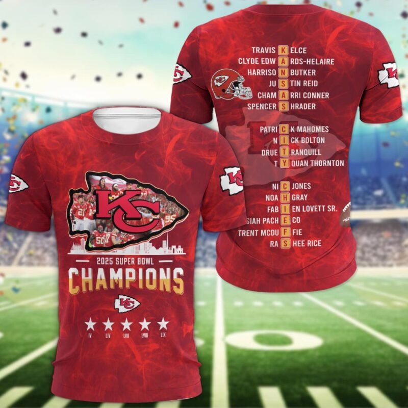 Kansas City Chiefs Super Bowl Champions LIX 2025 Red Shirt - ChiefsFam