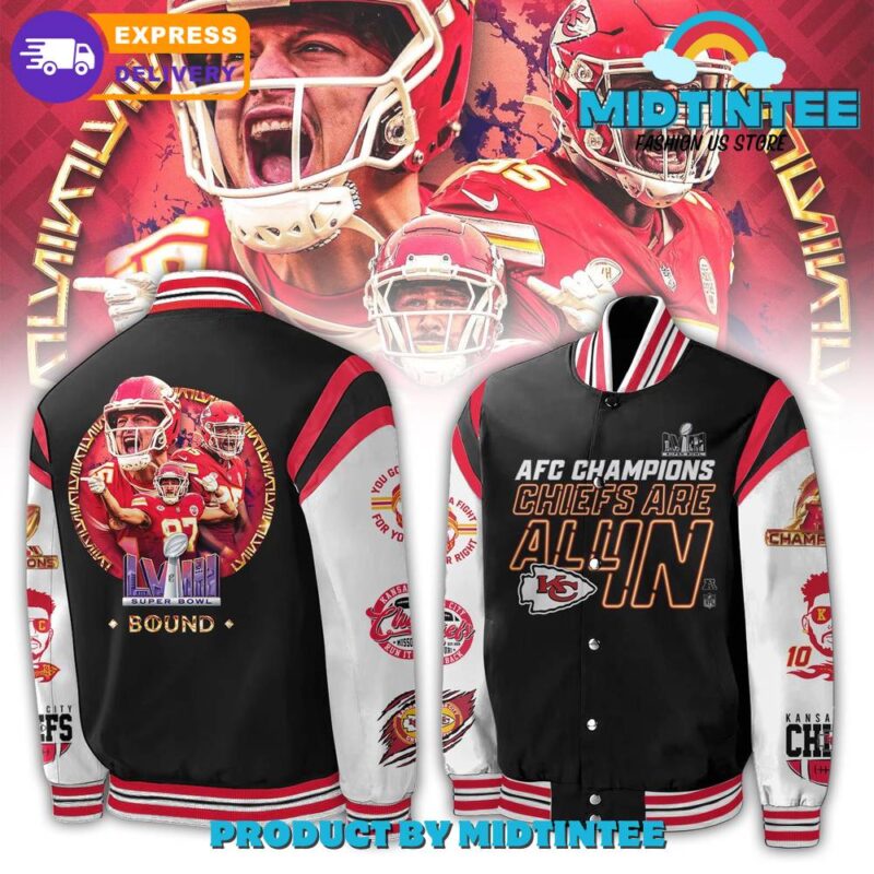 Kansas City Chiefs Super Bowl LVIII Bound Baseball Jacket - Midtintee