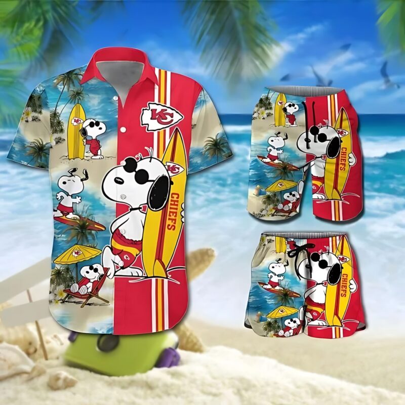 Kansas City Chiefs Surfing Snoopy Hawaiian Shirt - ChiefsFam
