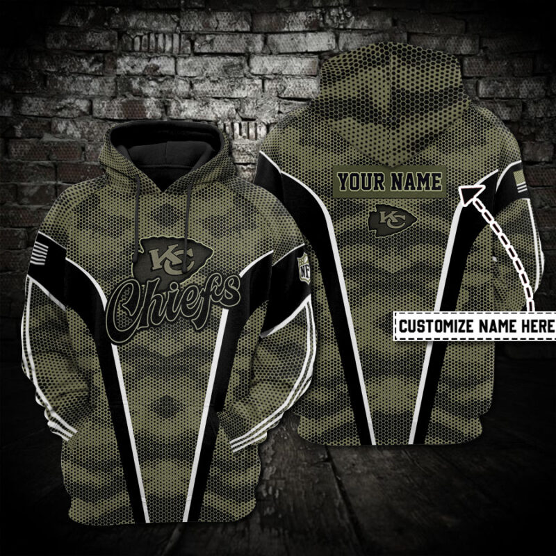 Kansas City Chiefs Tactical Camo Custom Hoodie - ChiefsFam