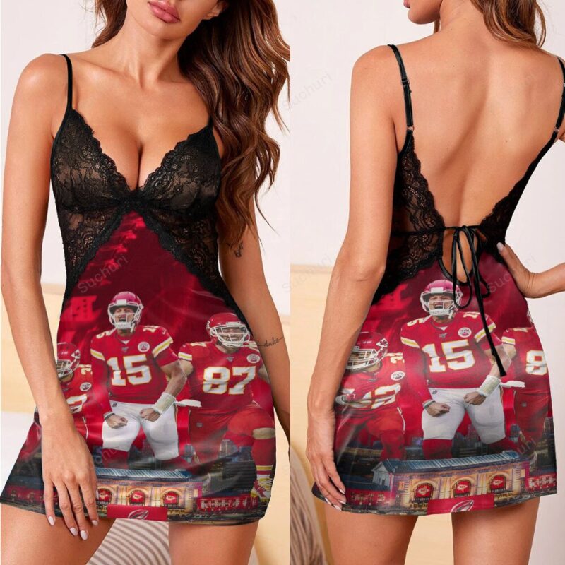 Kansas City Chiefs Team v13 3d Back Straps Cami Dress With Lace