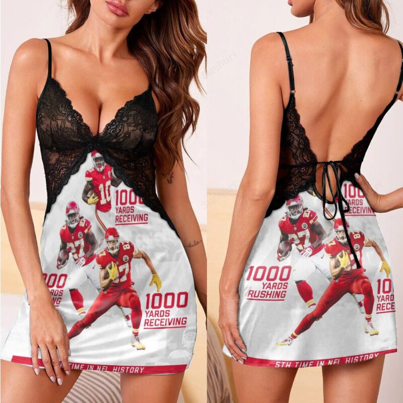 Kansas City Chiefs Team v2 3d Back Straps Cami Dress With Lace