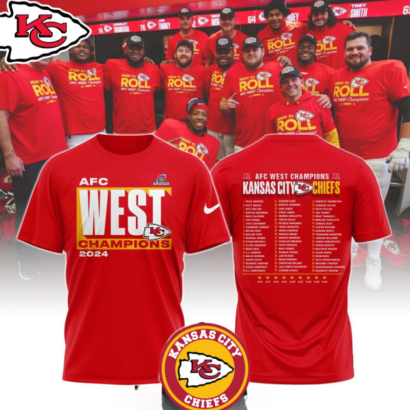 Kansas City Chiefs The Champions Of 2024 AFC West Celebrating Shirt - ChiefsFam