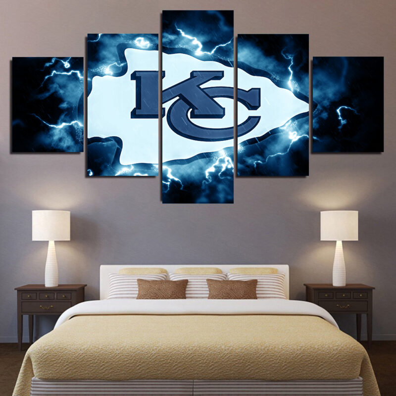 kansas city chiefs Thunder 5 Piece Canvas Art Wall Decor - Canvas Prints Artwork