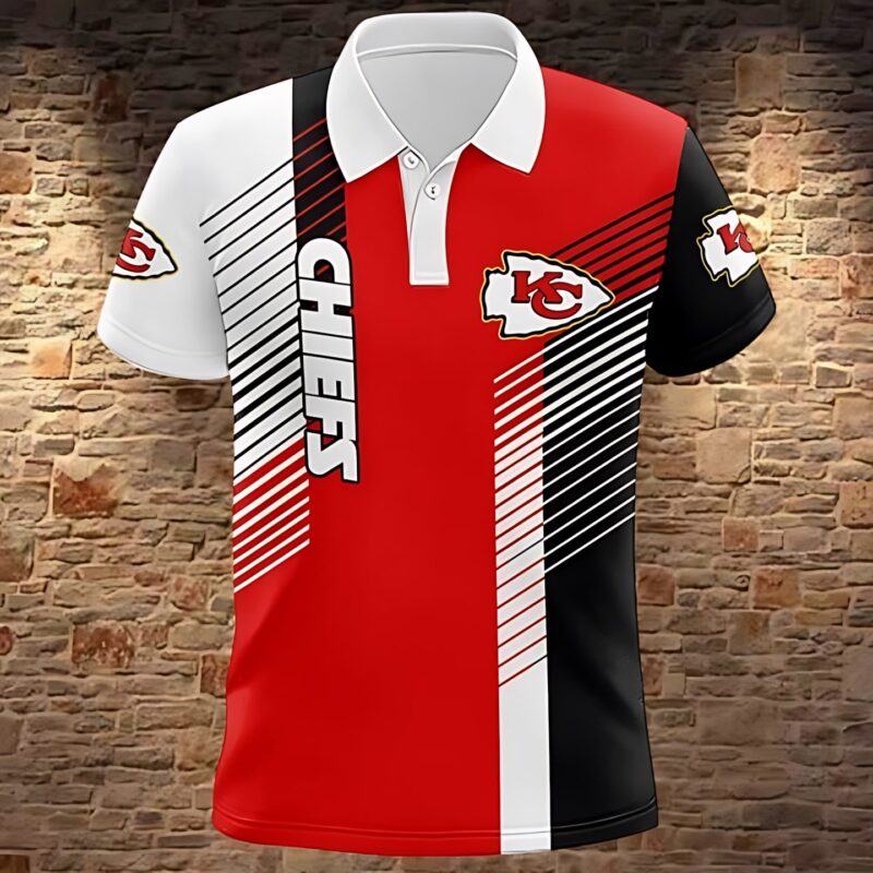 Kansas City Chiefs Tri-Color Gradient Polo Shirt - ChiefsFam