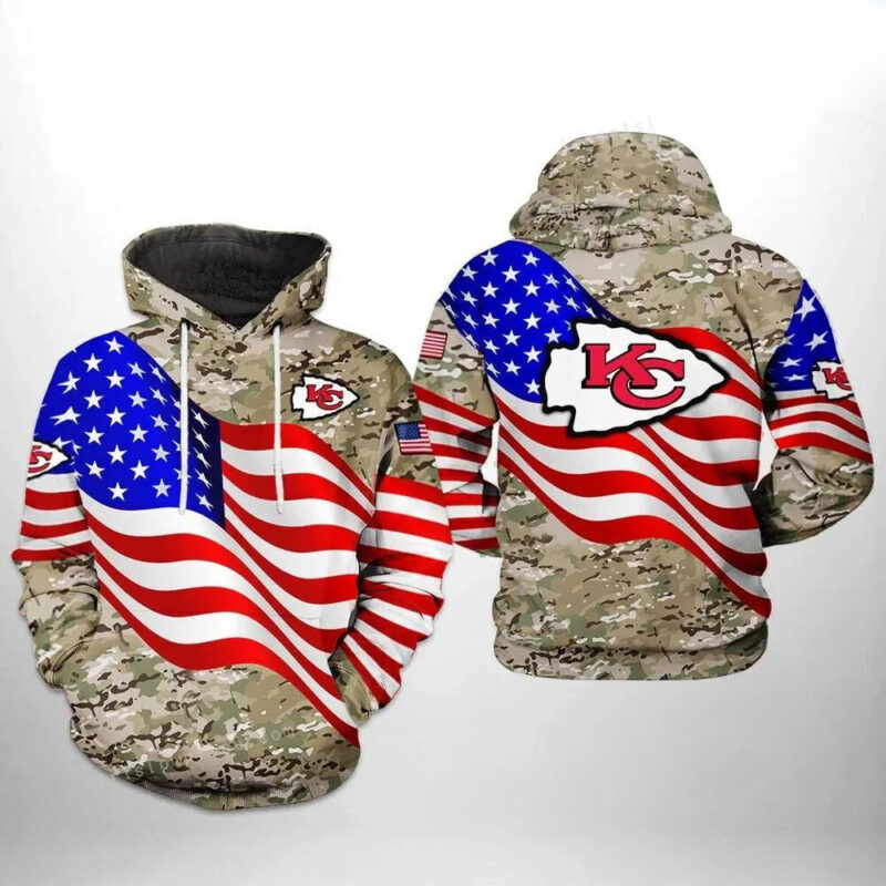 Kansas City Chiefs Us Flag Camo Army Hoodie - ChiefsFam