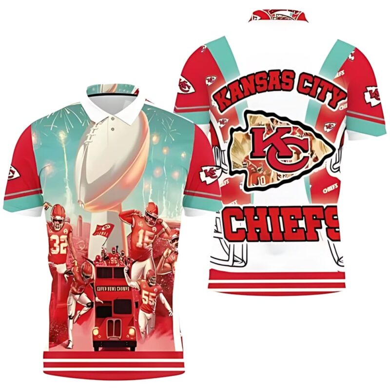 Kansas City Chiefs Victory Parade 3D Polo Shirt - ChiefsFam