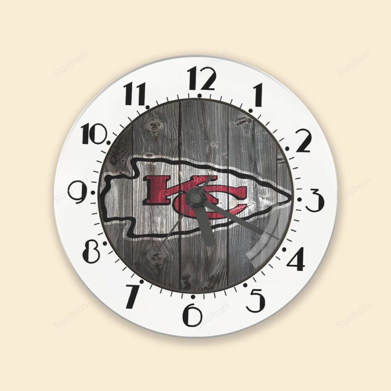 Kansas City Chiefs Wooden Texture Alarm Clock
