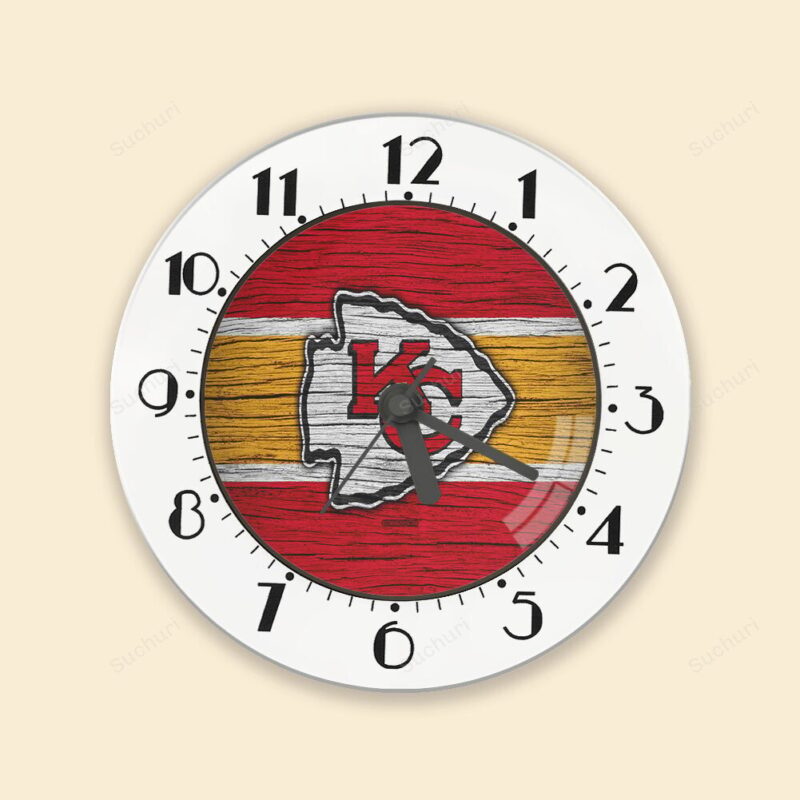 Kansas City Chiefs Wooden v2 Texture Alarm Clock