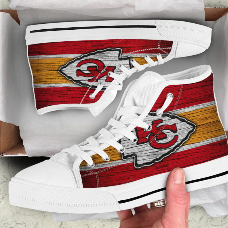 Kansas City Chiefs Wooden v2 Texture High Top Shoes
