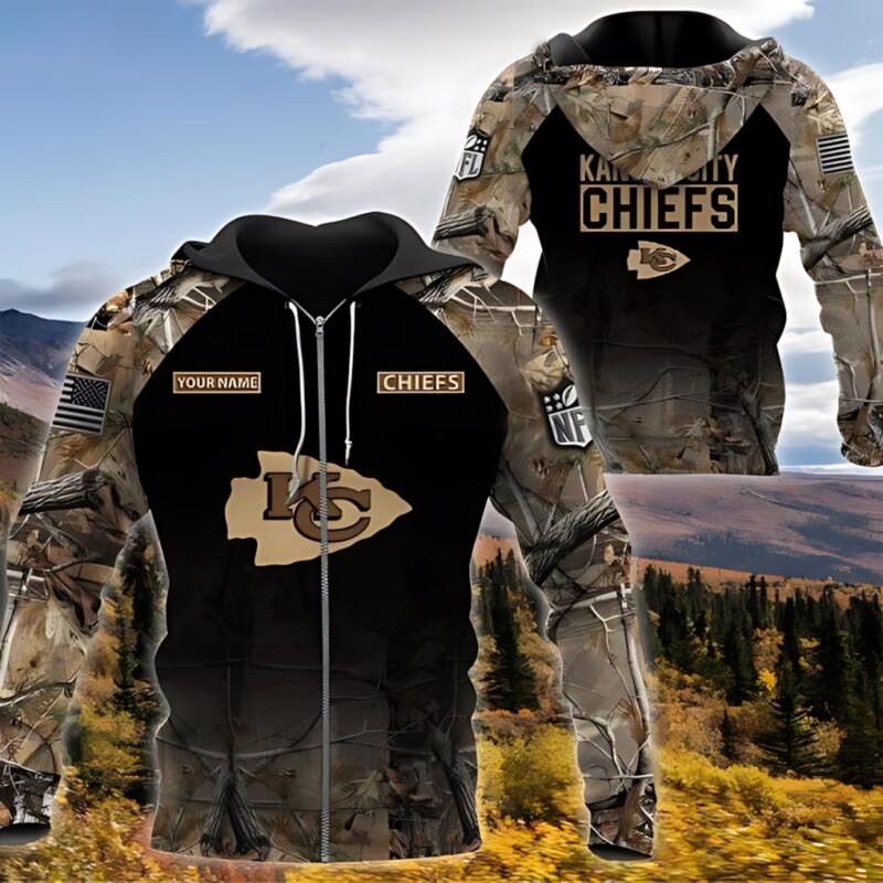 Kansas City Chiefs Woodland Camo Custom Hoodie - ChiefsFam