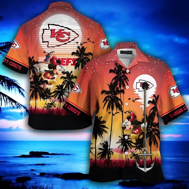 Mickey Chiefs Sunset Cruise Hawaiian Shirt - ChiefsFam