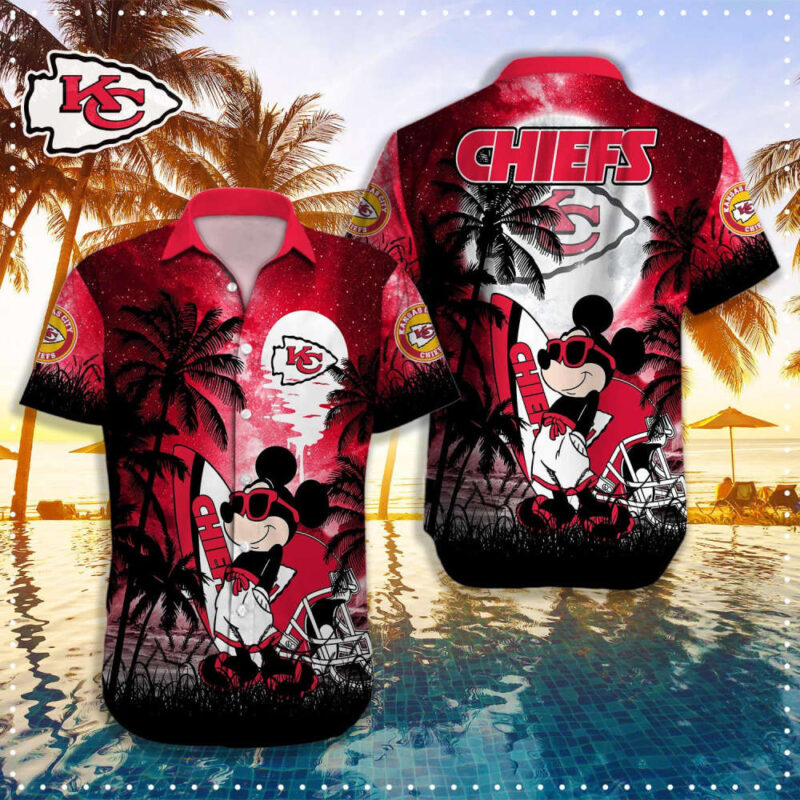 Mickey Chiefs Sunset Hawaiian Shirt - ChiefsFam