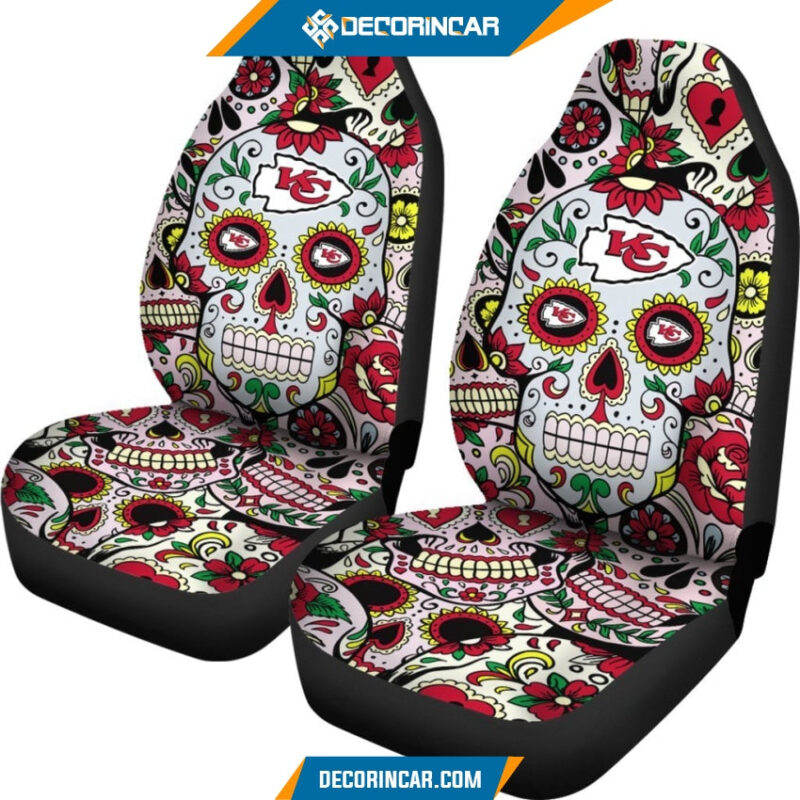 Party Skull Kansas City Chiefs Car Seat Covers - ChiefsFam