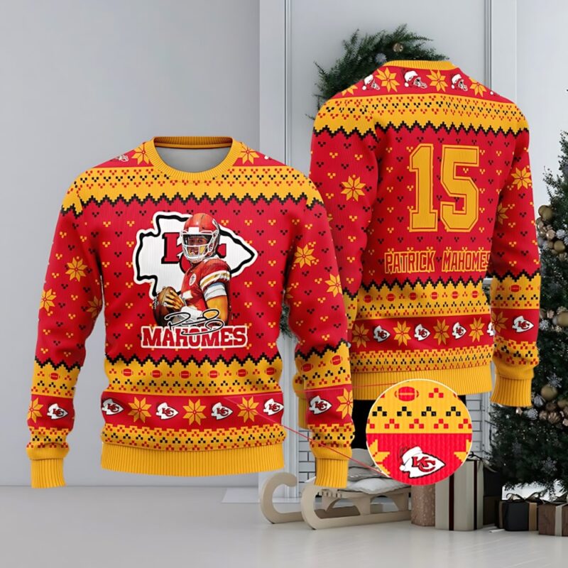 Patrick Mahomes 15 Ugly Christmas Sweater - ChiefsFam