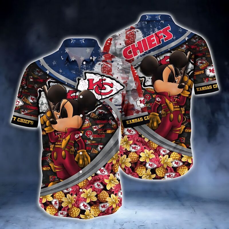 Patriotic Chiefs Aloha Mickey Mouse Edition Hawaiian Shirt - ChiefsFam