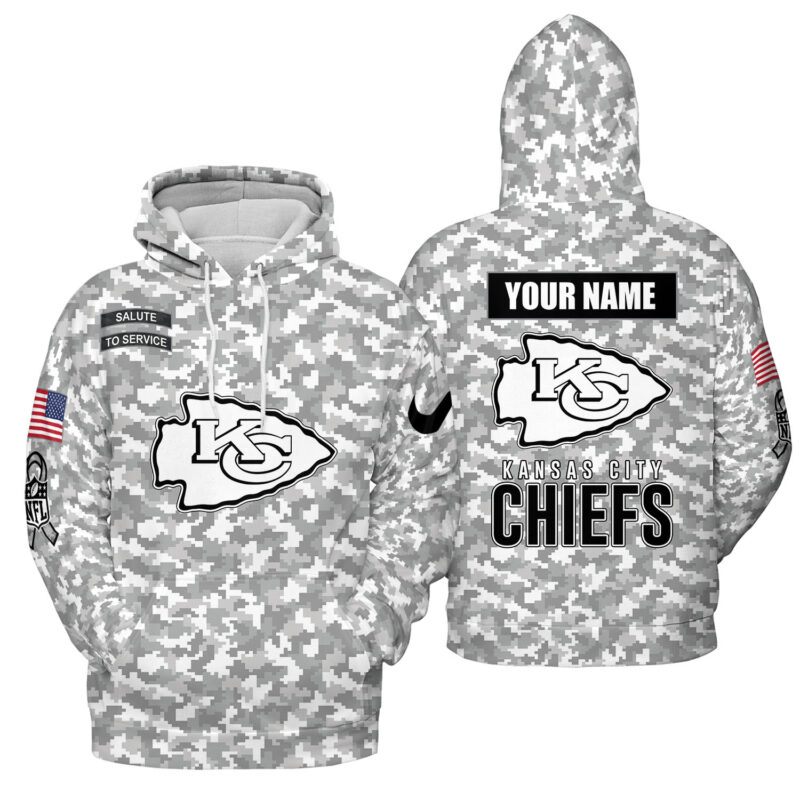 Personalized Kansas City Chiefs Arctic Camo Salute to Service Club Hoodie - ChiefsFam