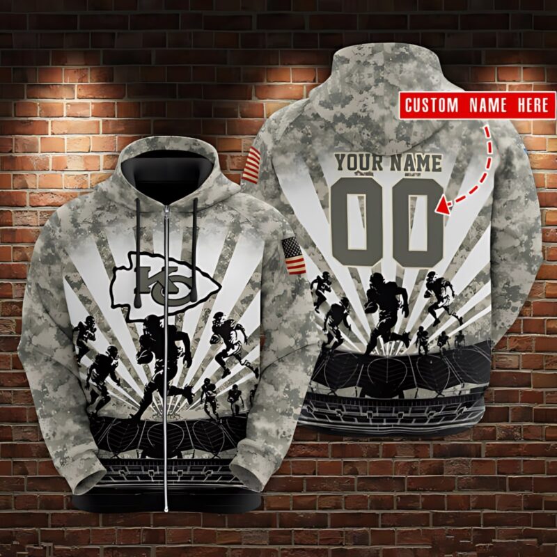Personalized Kansas City Chiefs Camouflage Charge 3D Hoodie - ChiefsFam