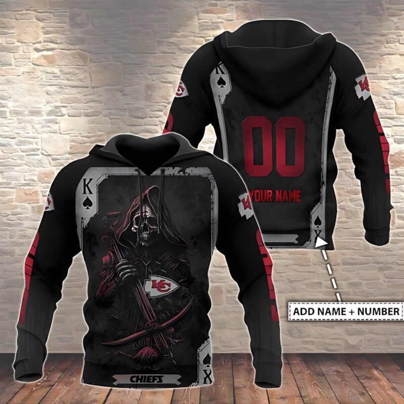 Personalized Kansas City Chiefs Grim Reaper Ace 3D Hoodie - ChiefsFam