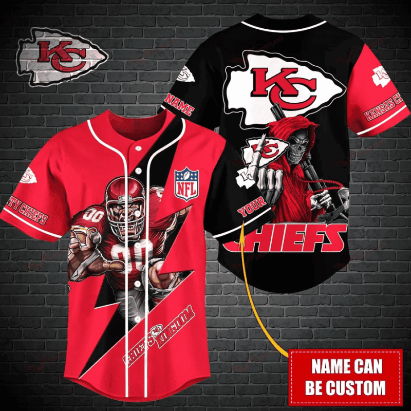 Personalized Kansas City Chiefs Kingdom Battle Baseball Jersey - ChiefsFam